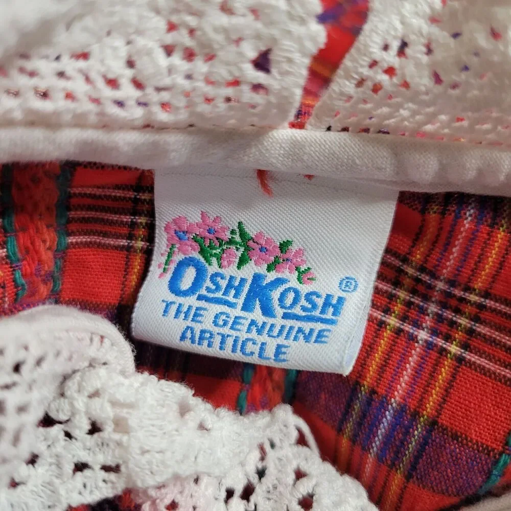 Vintage Baby Girl OshKosh B’Gosh Red Plaid Dress USA Size 18 Month